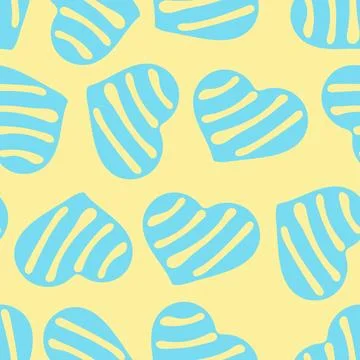 Hand Drawn Seamless Patterns with Hearts in Doodle Style. Stock Illustration