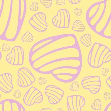 Hand Drawn Seamless Patterns with Hearts in Doodle Style. Stock Illustration