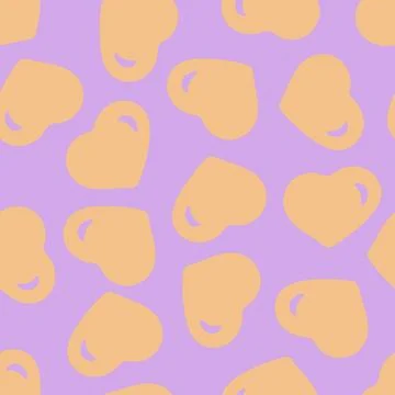 Hand Drawn Seamless Patterns with Hearts in Doodle Style. Stock Illustration