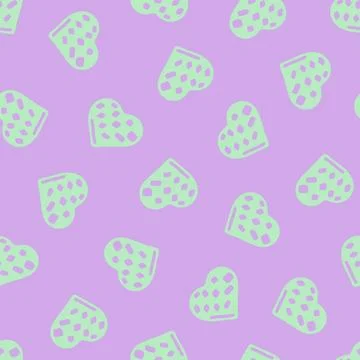 Hand Drawn Seamless Patterns with Hearts in Doodle Style. Stock Illustration