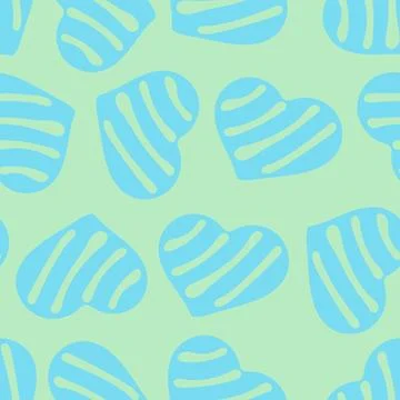 Hand Drawn Seamless Patterns with Hearts in Doodle Style. Stock Illustration