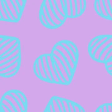 Hand Drawn Seamless Patterns with Hearts in Doodle Style. Stock Illustration