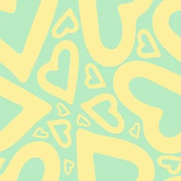 Hand Drawn Seamless Patterns with Hearts in Doodle Style. Stock Illustration