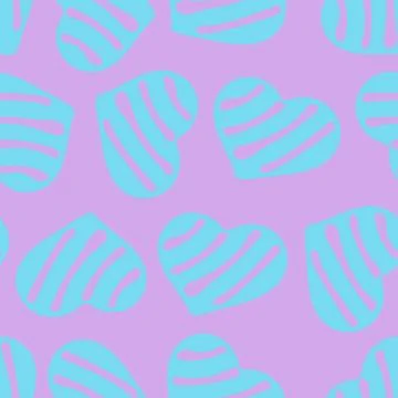 Hand Drawn Seamless Patterns with Hearts in Doodle Style. Stock Illustration