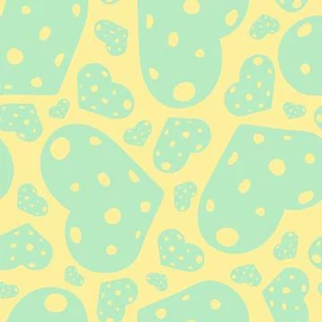 Hand Drawn Seamless Patterns with Hearts in Doodle Style. Illustration