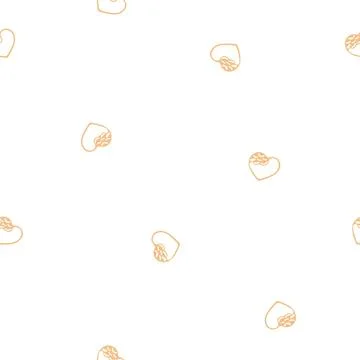 Hand Drawn Seamless Patterns with Hearts in Doodle Style. Stock Illustration