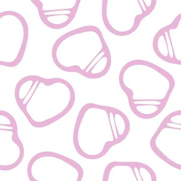 Hand Drawn Seamless Patterns with Hearts in Doodle Style. Stock Illustration