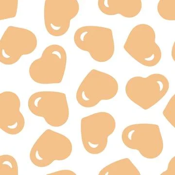 Hand Drawn Seamless Patterns with Hearts in Doodle Style. Stock Illustration