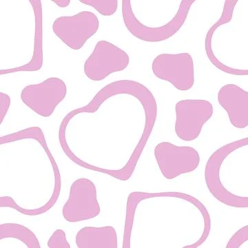 Hand Drawn Seamless Patterns with Hearts in Doodle Style. Stock Illustration