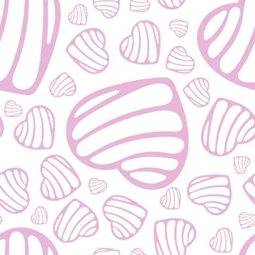 Hand Drawn Seamless Patterns with Hearts in Doodle Style. Stock Illustration