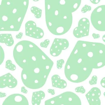 Hand Drawn Seamless Patterns with Hearts in Doodle Style. Stock Illustration