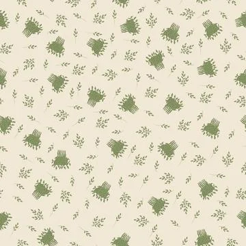 Hand-drawn seamless patterns with leaves and combs for hair from the leaves. Stock Illustration