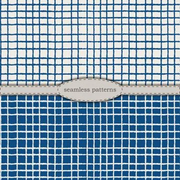 Hand-drawn seamless patterns in simplified scandinavian minimalism style. cla Stock Illustration