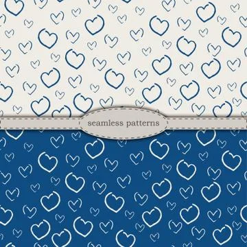 Hand-drawn seamless patterns in simplified scandinavian minimalism style. cla Illustrazione stock