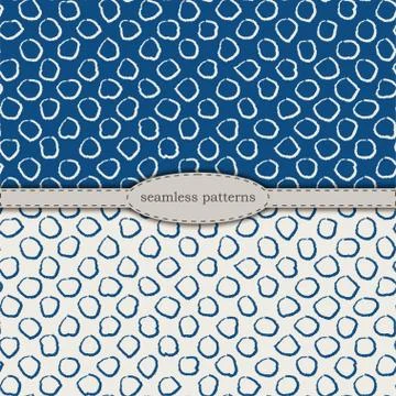 Hand-drawn seamless patterns in simplified scandinavian minimalism style. cla Stock Illustration