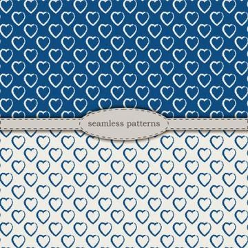 Hand-drawn seamless patterns in simplified scandinavian minimalism style Stock Illustration