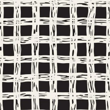 Hand drawn seamless plaid pattern. Allover pattern with ink doodle grunge g.. Illustrazione stock