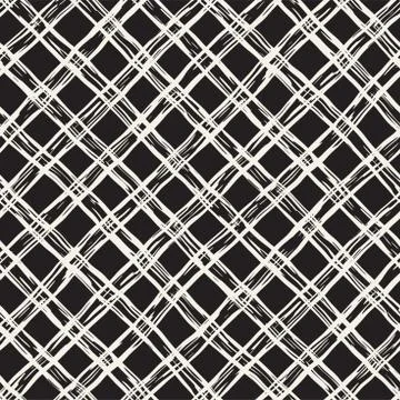 Hand drawn seamless plaid pattern. Allover pattern with ink doodle grunge g.. Illustrazione stock