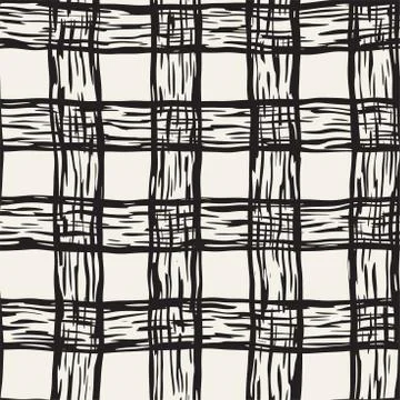 Hand drawn seamless plaid pattern. Allover pattern with ink doodle grunge g.. Illustrazione stock