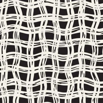 Hand drawn seamless plaid pattern. Allover pattern with ink doodle grunge g.. Stock Illustration