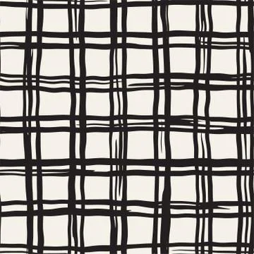 Hand drawn seamless plaid pattern. Allover pattern with ink doodle grunge g.. Stock Illustration