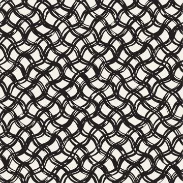 Hand drawn seamless plaid pattern. Allover pattern with ink doodle grunge g.. Stock Illustration