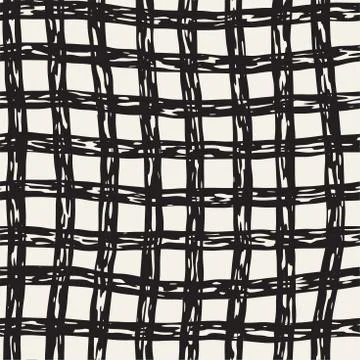 Hand drawn seamless plaid pattern. Allover pattern with ink doodle grunge g.. Stock Illustration