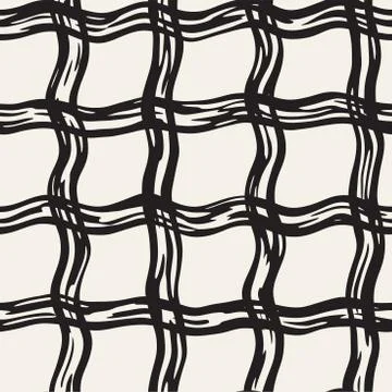 Hand drawn seamless plaid pattern. Allover pattern with ink doodle grunge g.. Stock Illustration