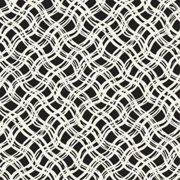 Hand drawn seamless plaid pattern. Allover pattern with ink doodle grunge g.. Stock Illustration