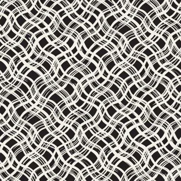 Hand drawn seamless plaid pattern. Allover pattern with ink doodle grunge g.. Stock Illustration