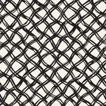 Hand drawn seamless plaid pattern. Allover pattern with ink doodle grunge g.. Stock Illustration