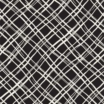 Hand drawn seamless plaid pattern. Allover pattern with ink doodle grunge g.. Stock Illustration