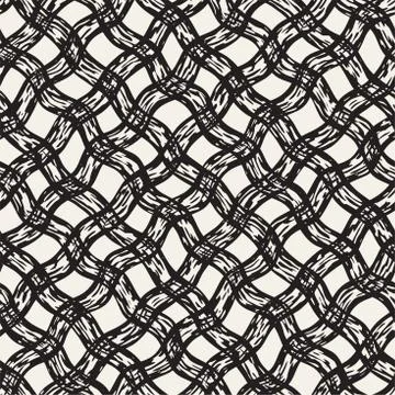 Hand drawn seamless plaid pattern. Allover pattern with ink doodle grunge g.. Stock Illustration
