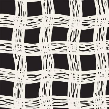 Hand drawn seamless plaid pattern. Allover pattern with ink doodle grunge g.. Illustrazione stock