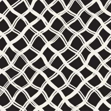 Hand drawn seamless plaid pattern. Allover pattern with ink doodle grunge g.. Stock Illustration