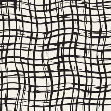 Hand drawn seamless plaid pattern. Allover pattern with ink doodle grunge g.. Illustrazione stock