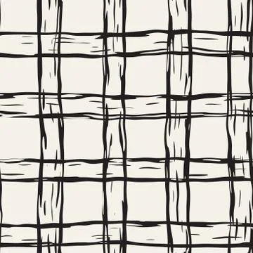 Hand drawn seamless plaid pattern. Allover pattern with ink doodle grunge g.. Stock Illustration