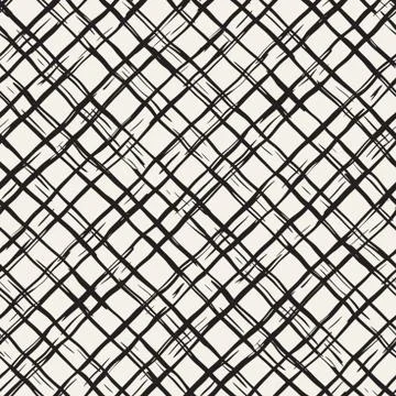 Hand drawn seamless plaid pattern. Allover pattern with ink doodle grunge g.. Stock Illustration