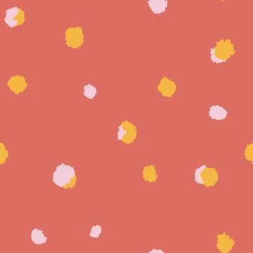 Hand drawn seamless polka dot pattern with geometric abstract shapes in red Illustrazione stock
