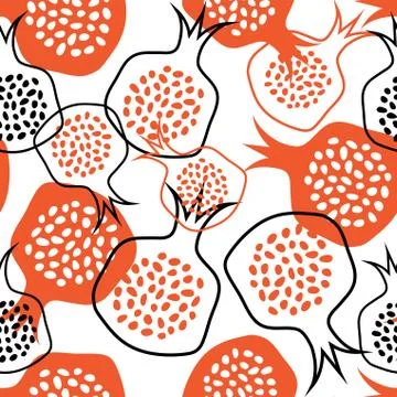 Hand drawn seamless pomegranate pattern. vector illustration Illustrazione stock