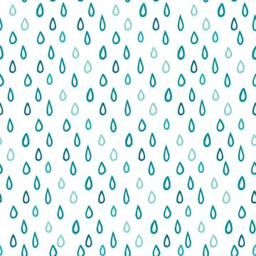 Hand drawn seamless rain pattern. Blue water drops. Vector illustration Stock Illustration