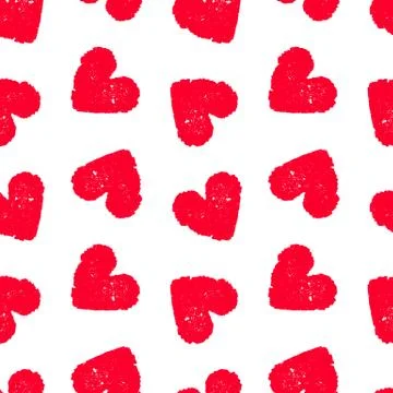 Hand drawn seamless red heart pattern. Valentines day vector background. 스톡 일러스트