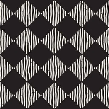 Hand drawn seamless repeating pattern with checker lines tiling. Grungy freehand Illustrazione stock