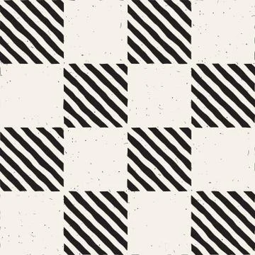 Hand drawn seamless repeating pattern with checker lines tiling. Grungy freehand Stock Illustration