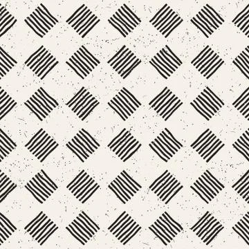 Hand drawn seamless repeating pattern with checker lines tiling. Grungy freehand Illustrazione stock