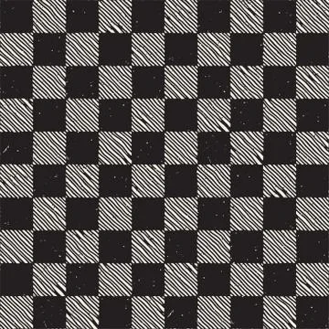 Hand drawn seamless repeating pattern with checker lines tiling. Grungy freehand Illustrazione stock