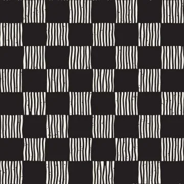 Hand drawn seamless repeating pattern with checker lines tiling. Grungy freehand Stock Illustration