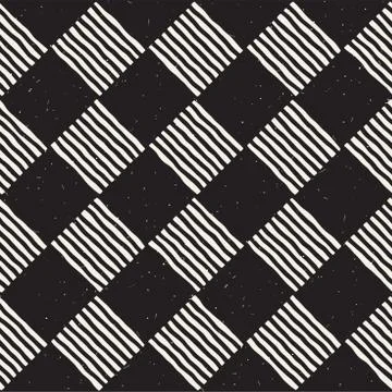Hand drawn seamless repeating pattern with checker lines tiling. Grungy freeh Stock Illustration