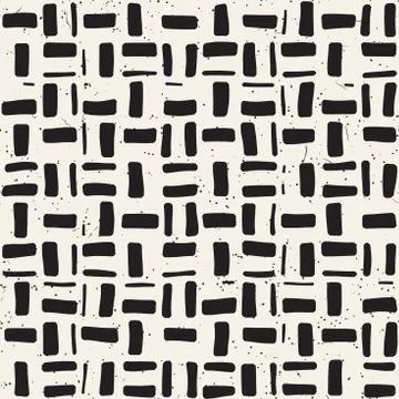 Hand drawn seamless repeating pattern with lines tiling. Grungy freehand back Illustrazione stock