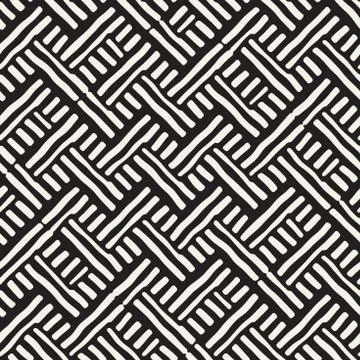 Hand drawn seamless repeating pattern with lines tiling. Grungy freehand back Stock Illustration